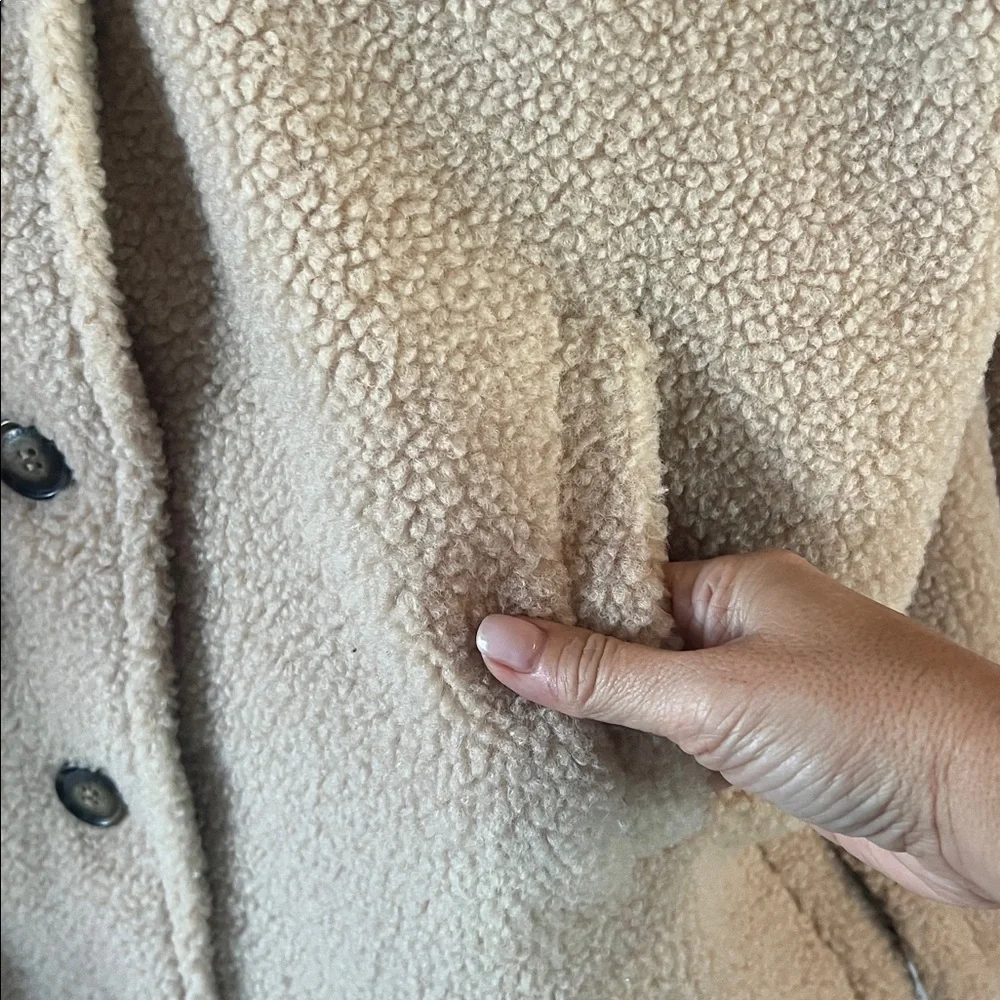 Ugg Kookaburra camel Tan Teddy winter lined cold weather Sherpa Jacket medium - Picture 7 of 11